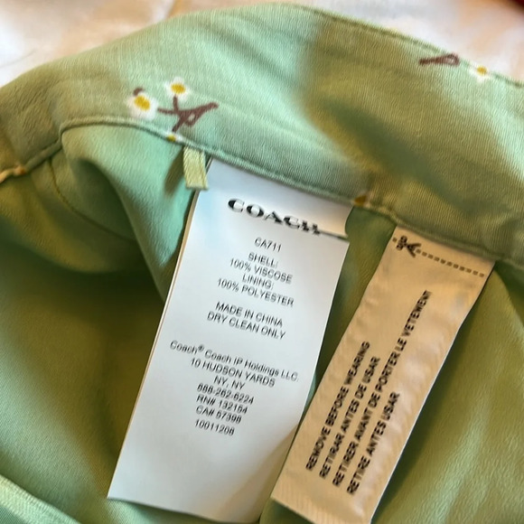 COACH Printed Loom Pants. Green and white size 0/ XS-S NWOT lightweight summer - Picture 11 of 16